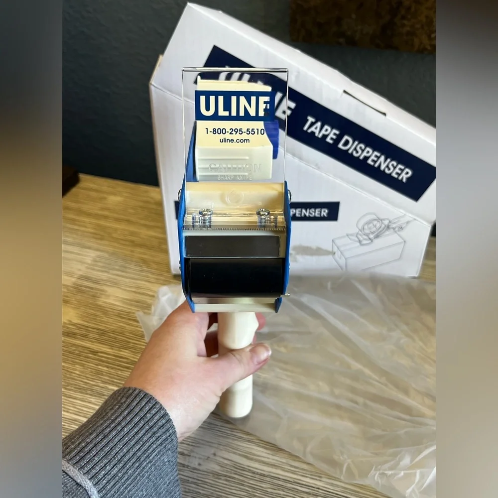 🆕 Uline H-150 Blue and Cream Tape Dispenser